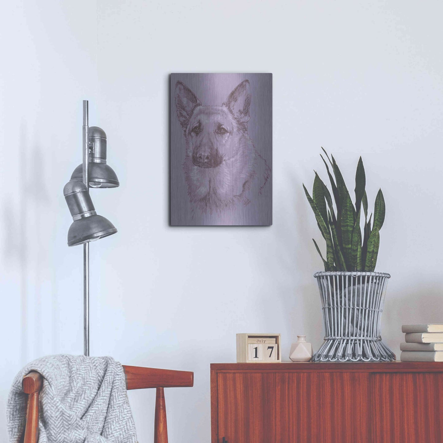 Luxe Metal Art 'German Shepherd 1' by Barbara Keith, Metal Wall Art,16x24