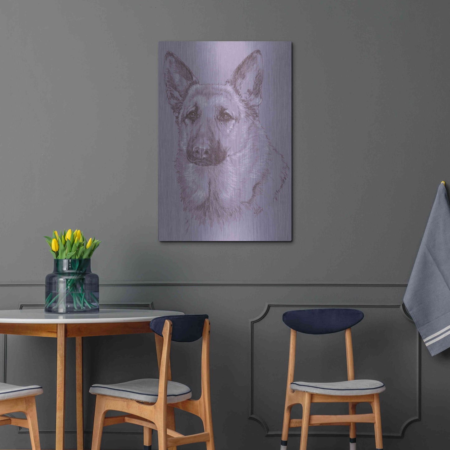 Luxe Metal Art 'German Shepherd 1' by Barbara Keith, Metal Wall Art,24x36