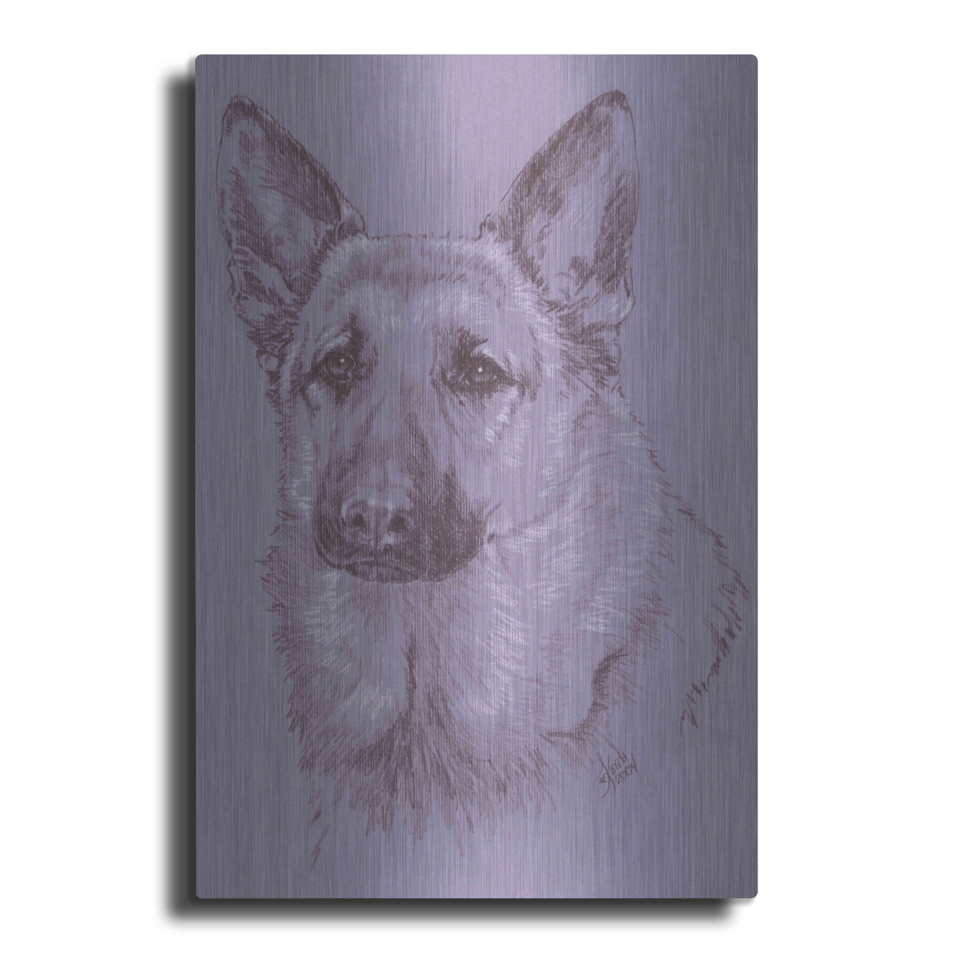 Luxe Metal Art 'German Shepherd 1' by Barbara Keith, Metal Wall Art