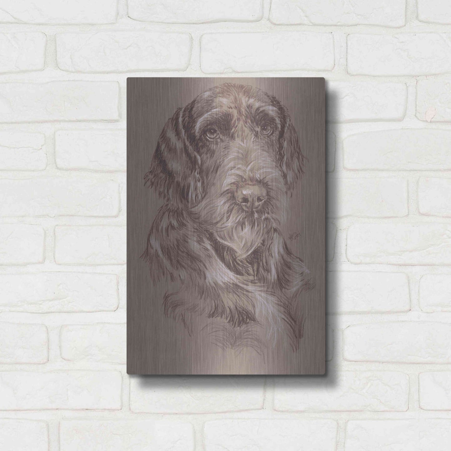 Luxe Metal Art 'German Wirehaired Pointer' by Barbara Keith, Metal Wall Art,12x16