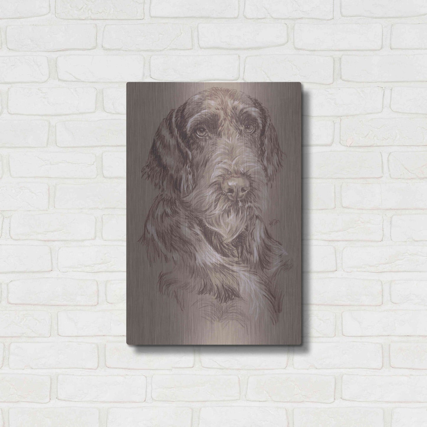 Luxe Metal Art 'German Wirehaired Pointer' by Barbara Keith, Metal Wall Art,16x24