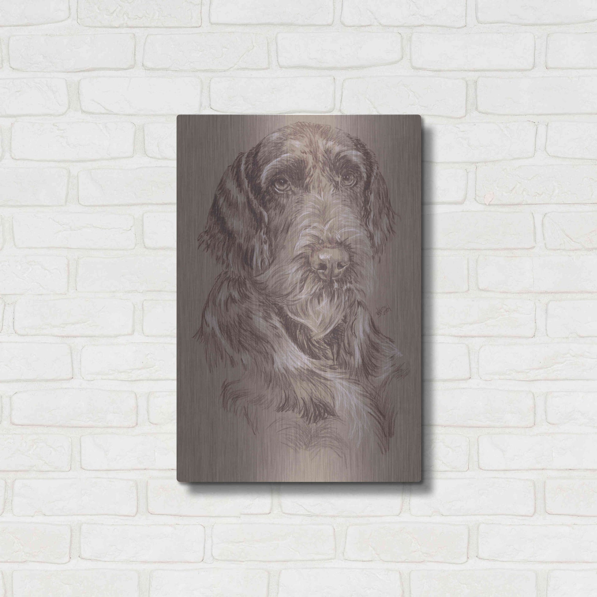 Luxe Metal Art 'German Wirehaired Pointer' by Barbara Keith, Metal Wall Art,16x24