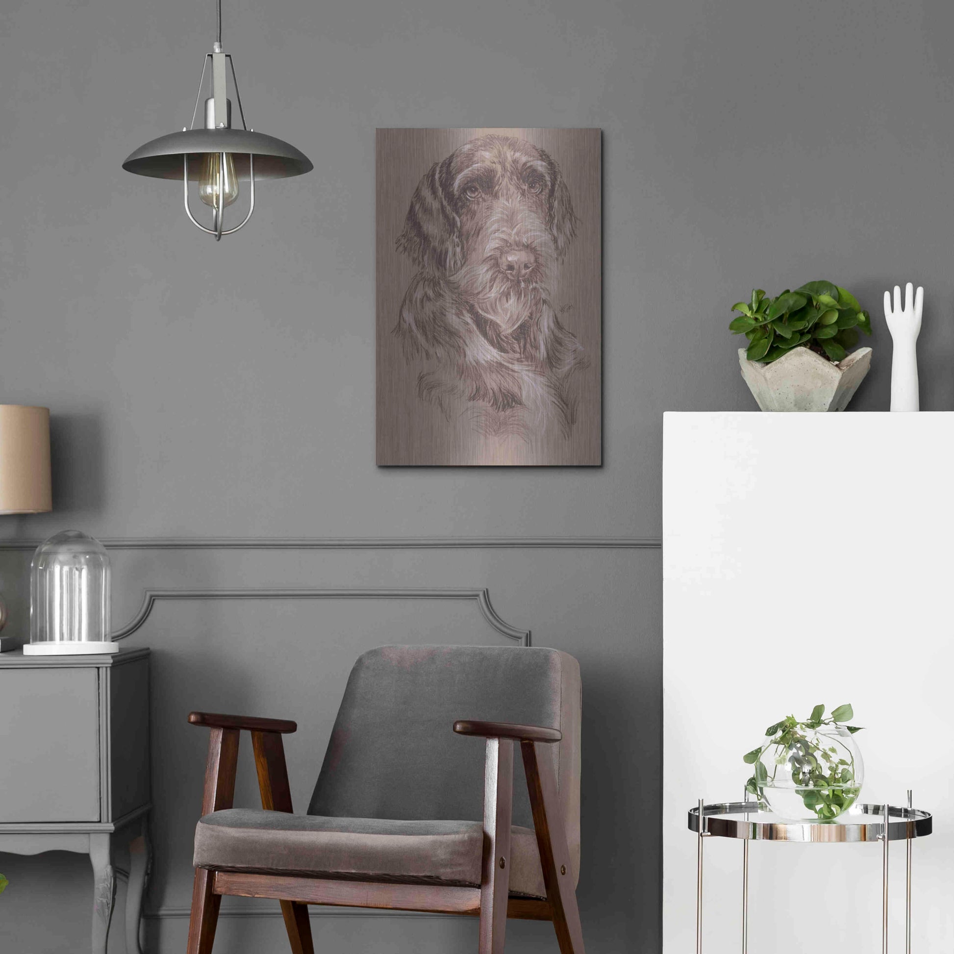 Luxe Metal Art 'German Wirehaired Pointer' by Barbara Keith, Metal Wall Art,16x24