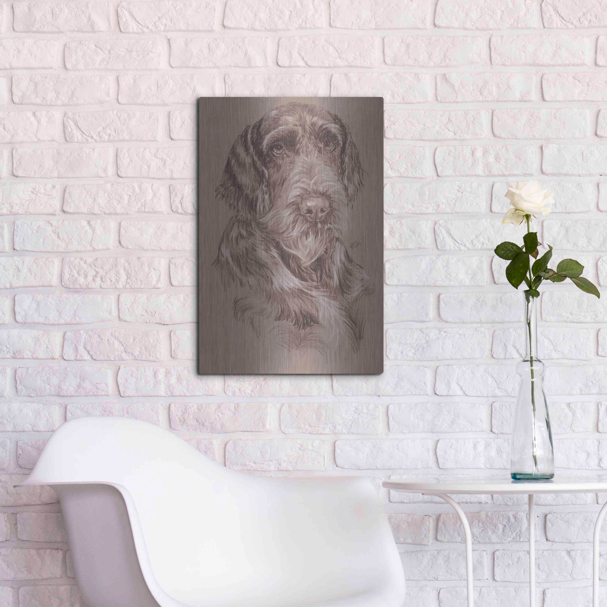 Luxe Metal Art 'German Wirehaired Pointer' by Barbara Keith, Metal Wall Art,16x24