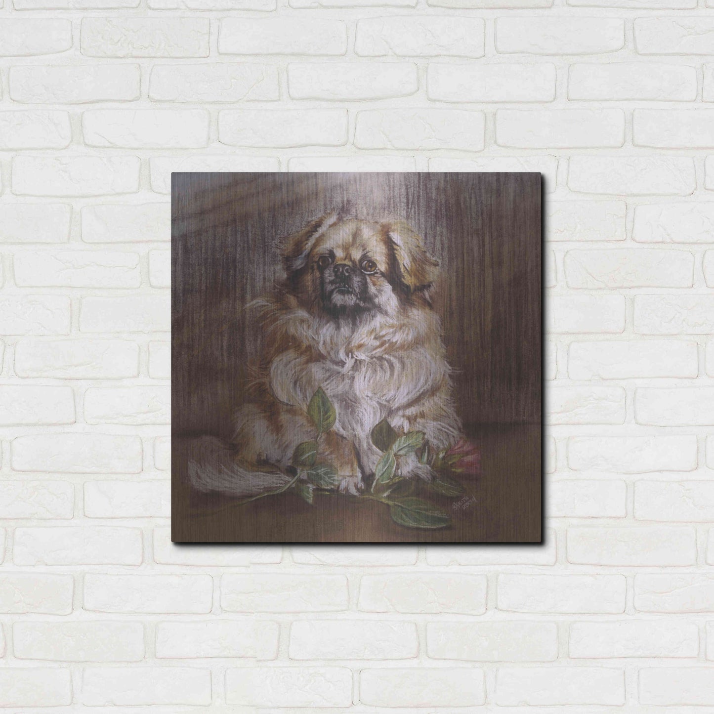 Luxe Metal Art 'Tibetan Spaniel 1' by Barbara Keith, Metal Wall Art,24x24