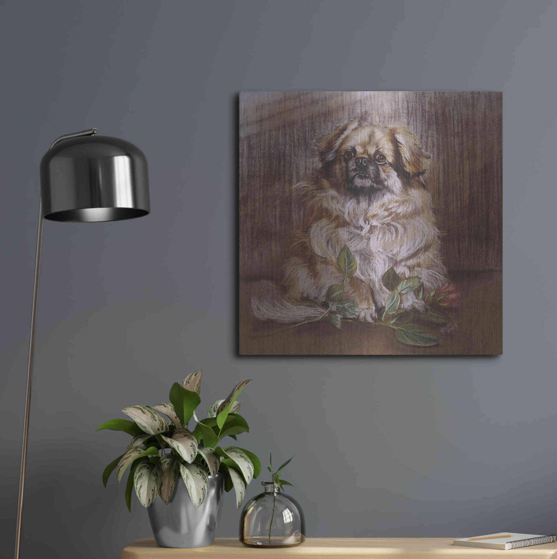 Luxe Metal Art 'Tibetan Spaniel 1' by Barbara Keith, Metal Wall Art,24x24