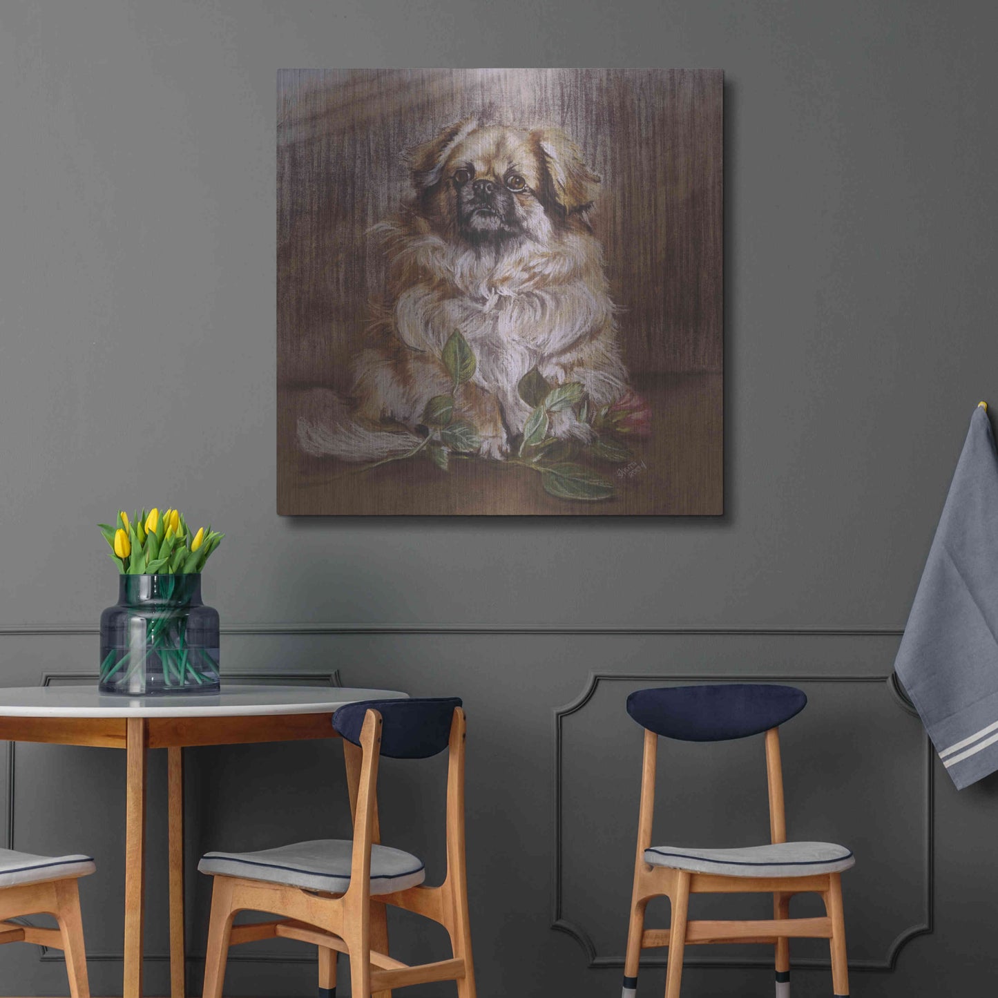 Luxe Metal Art 'Tibetan Spaniel 1' by Barbara Keith, Metal Wall Art,36x36