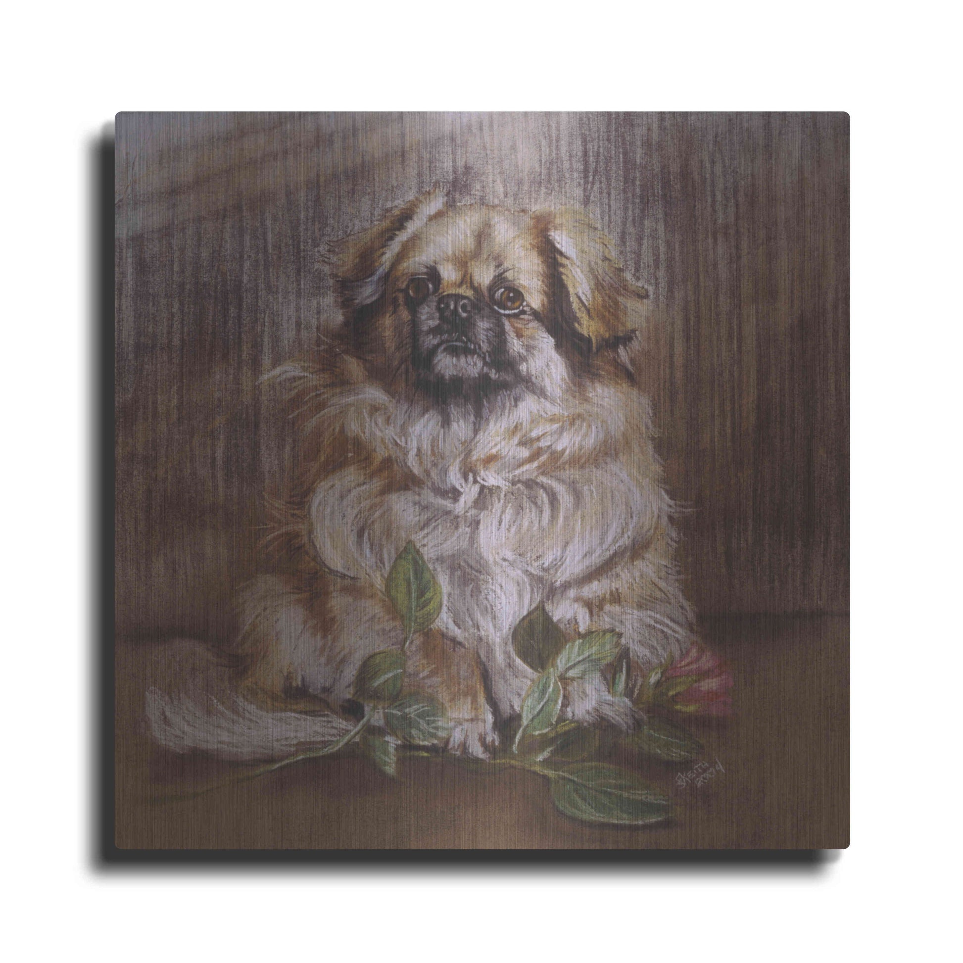 Luxe Metal Art 'Tibetan Spaniel 1' by Barbara Keith, Metal Wall Art