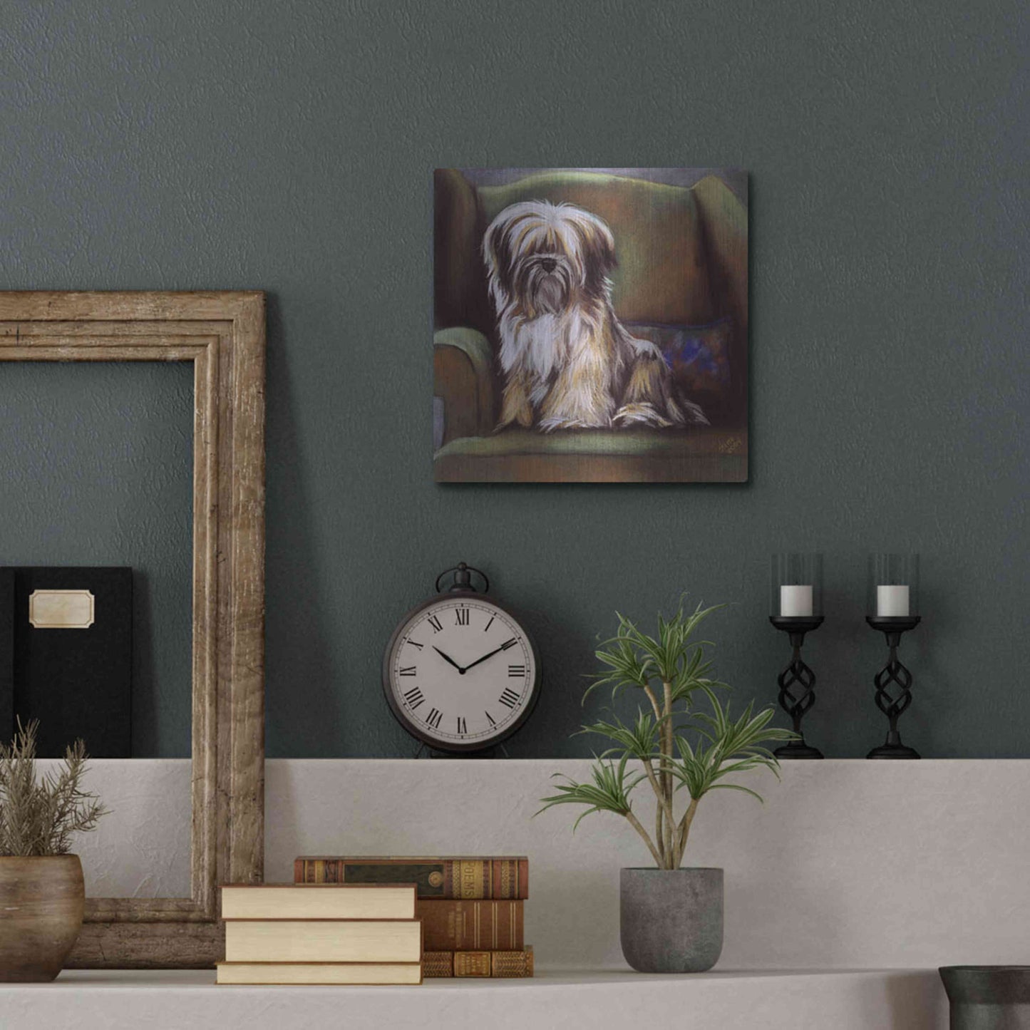 Luxe Metal Art 'Tibetan Terrier' by Barbara Keith, Metal Wall Art,12x12