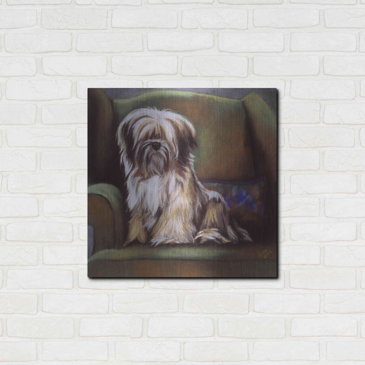 Luxe Metal Art 'Tibetan Terrier' by Barbara Keith, Metal Wall Art,24x24