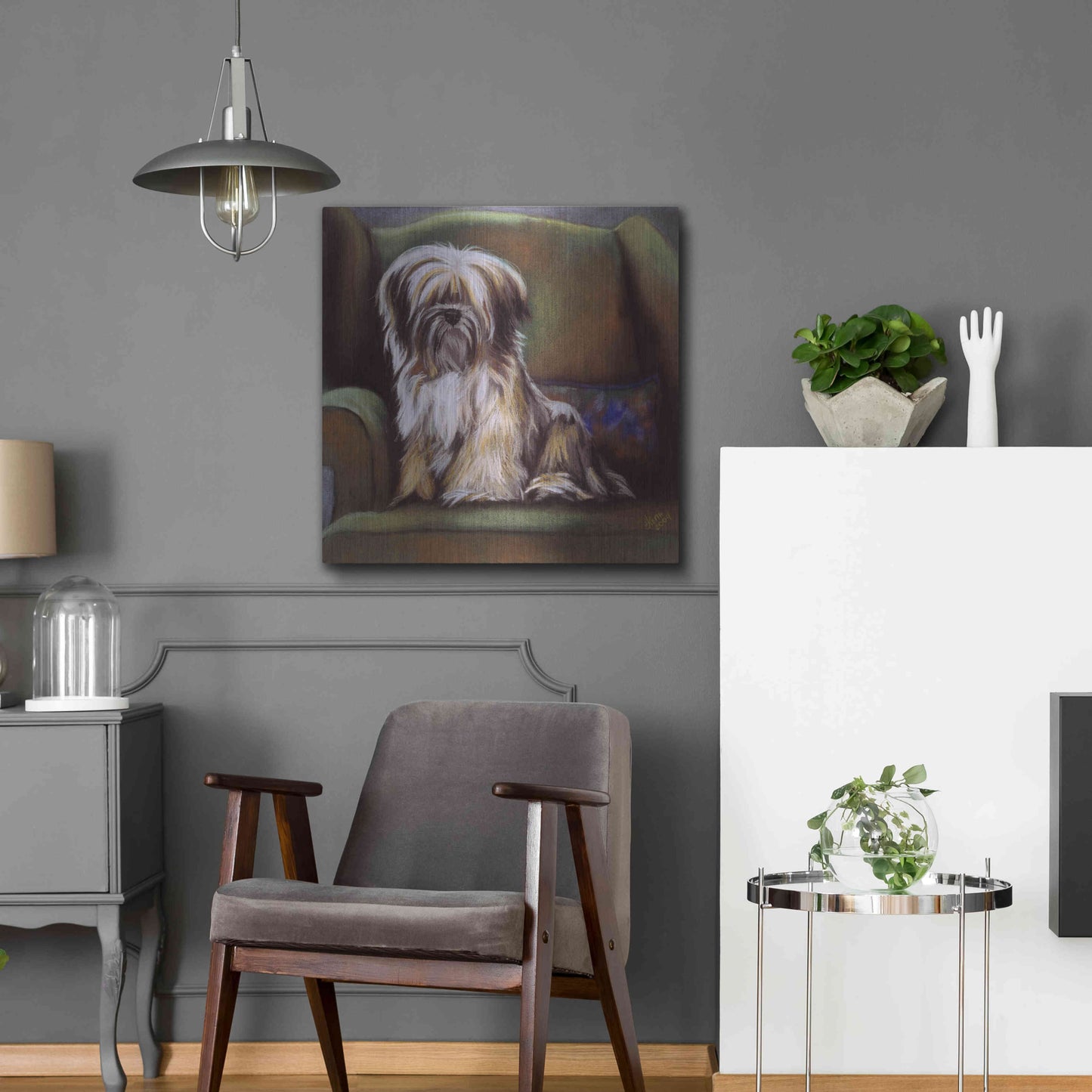 Luxe Metal Art 'Tibetan Terrier' by Barbara Keith, Metal Wall Art,24x24