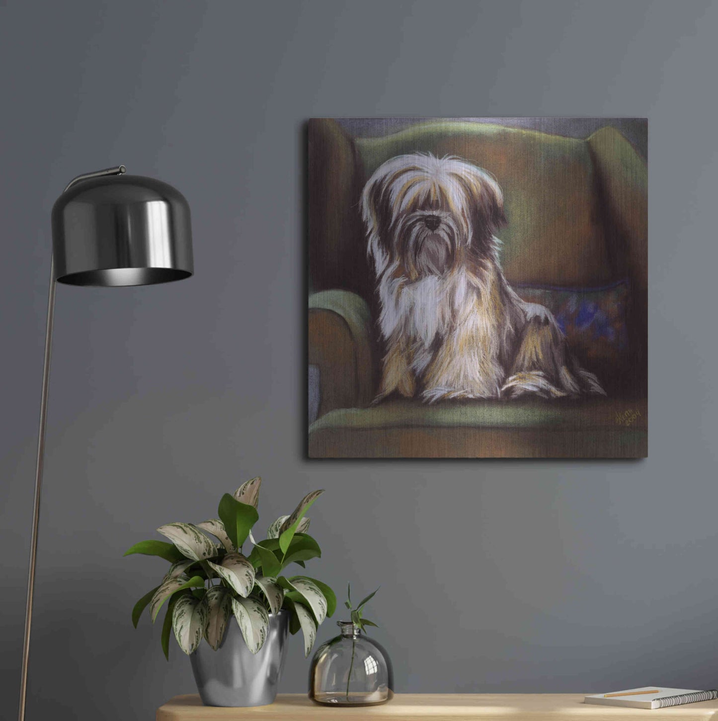 Luxe Metal Art 'Tibetan Terrier' by Barbara Keith, Metal Wall Art,24x24