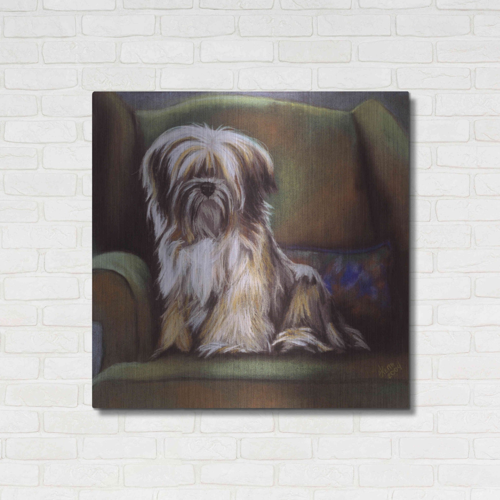 Luxe Metal Art 'Tibetan Terrier' by Barbara Keith, Metal Wall Art,36x36