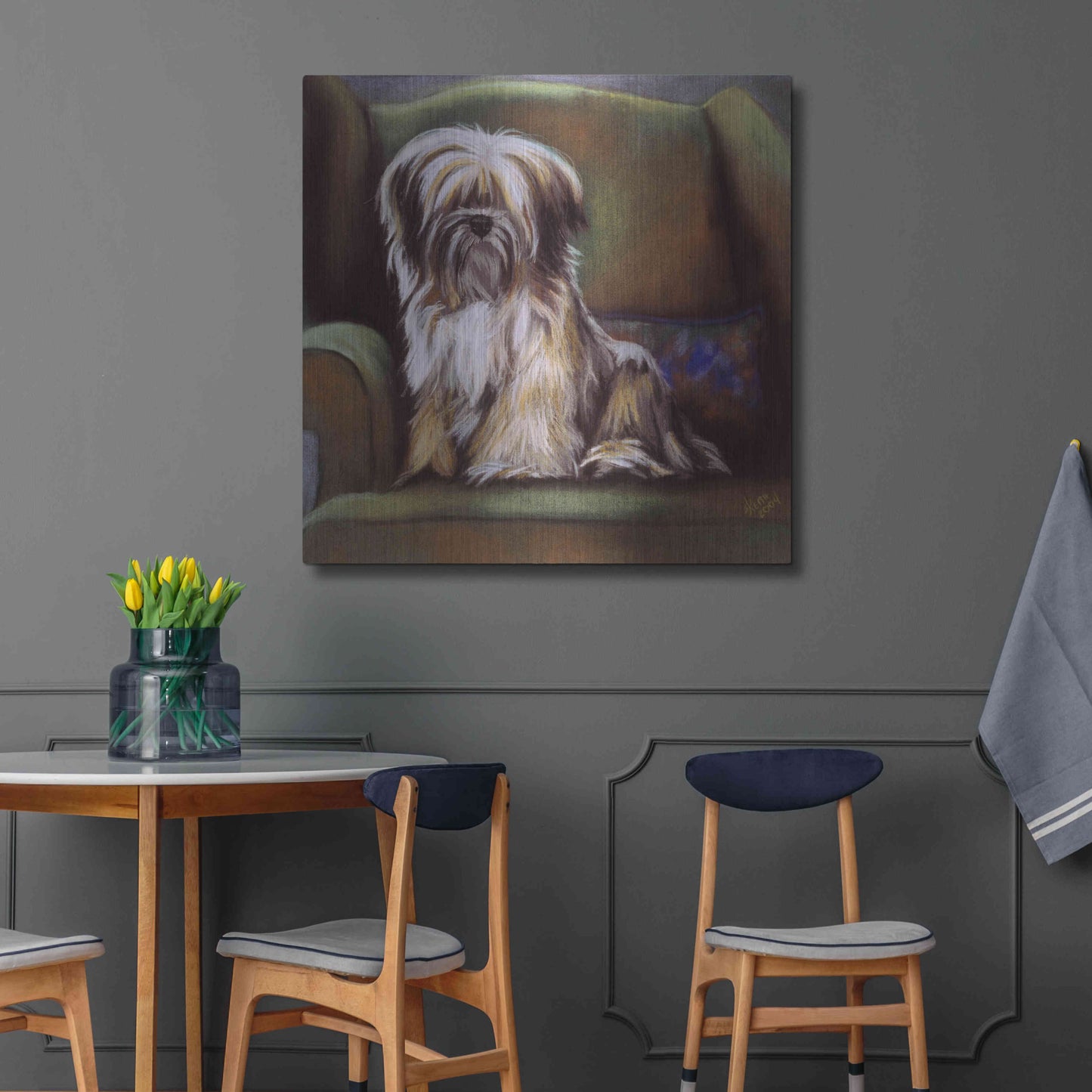 Luxe Metal Art 'Tibetan Terrier' by Barbara Keith, Metal Wall Art,36x36