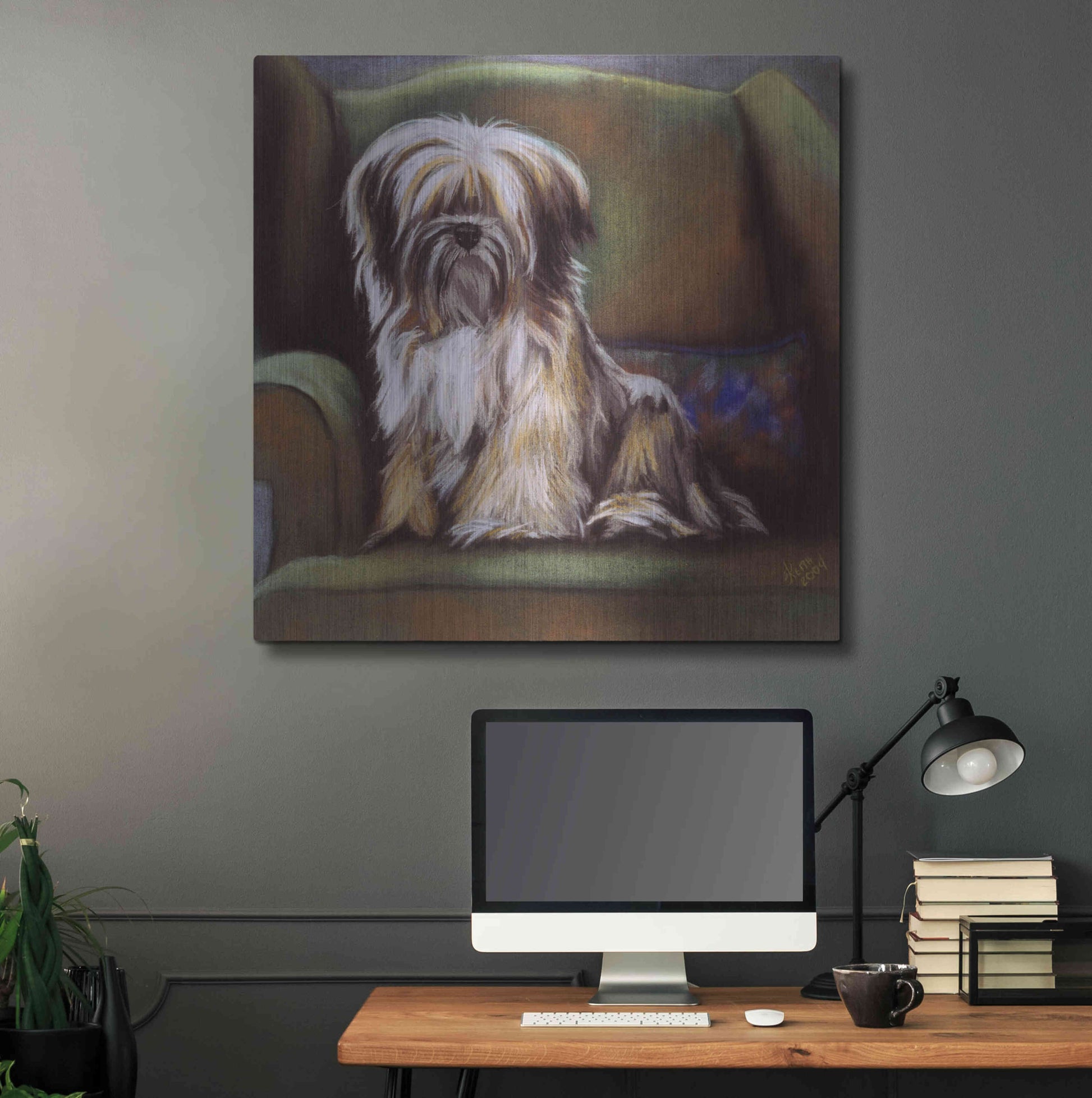 Luxe Metal Art 'Tibetan Terrier' by Barbara Keith, Metal Wall Art,36x36