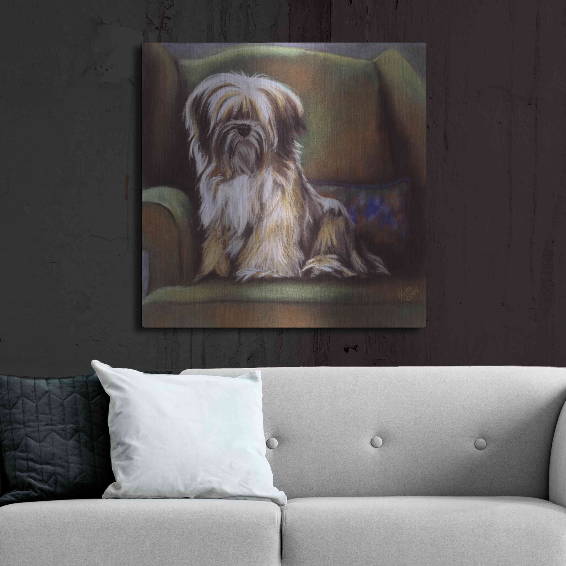 Luxe Metal Art 'Tibetan Terrier' by Barbara Keith, Metal Wall Art,36x36