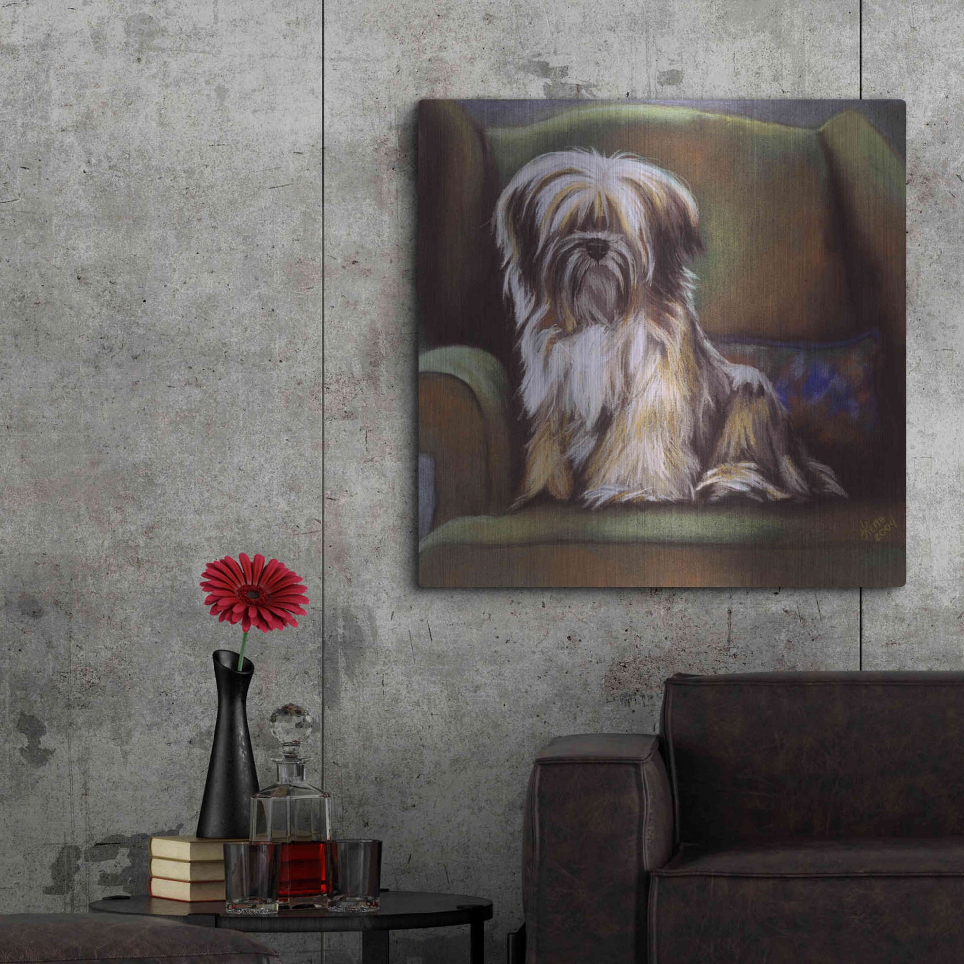 Luxe Metal Art 'Tibetan Terrier' by Barbara Keith, Metal Wall Art,36x36