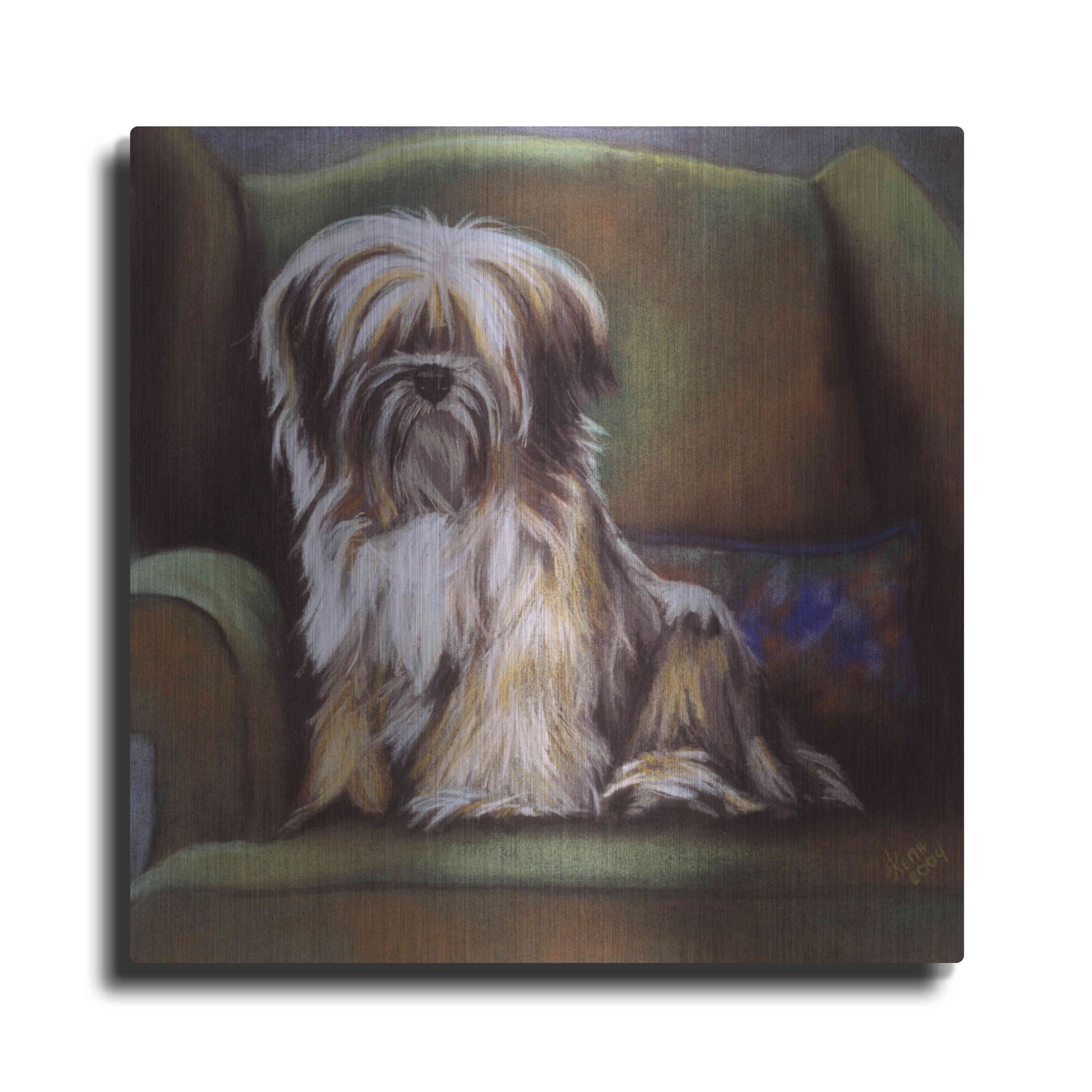 Luxe Metal Art 'Tibetan Terrier' by Barbara Keith, Metal Wall Art