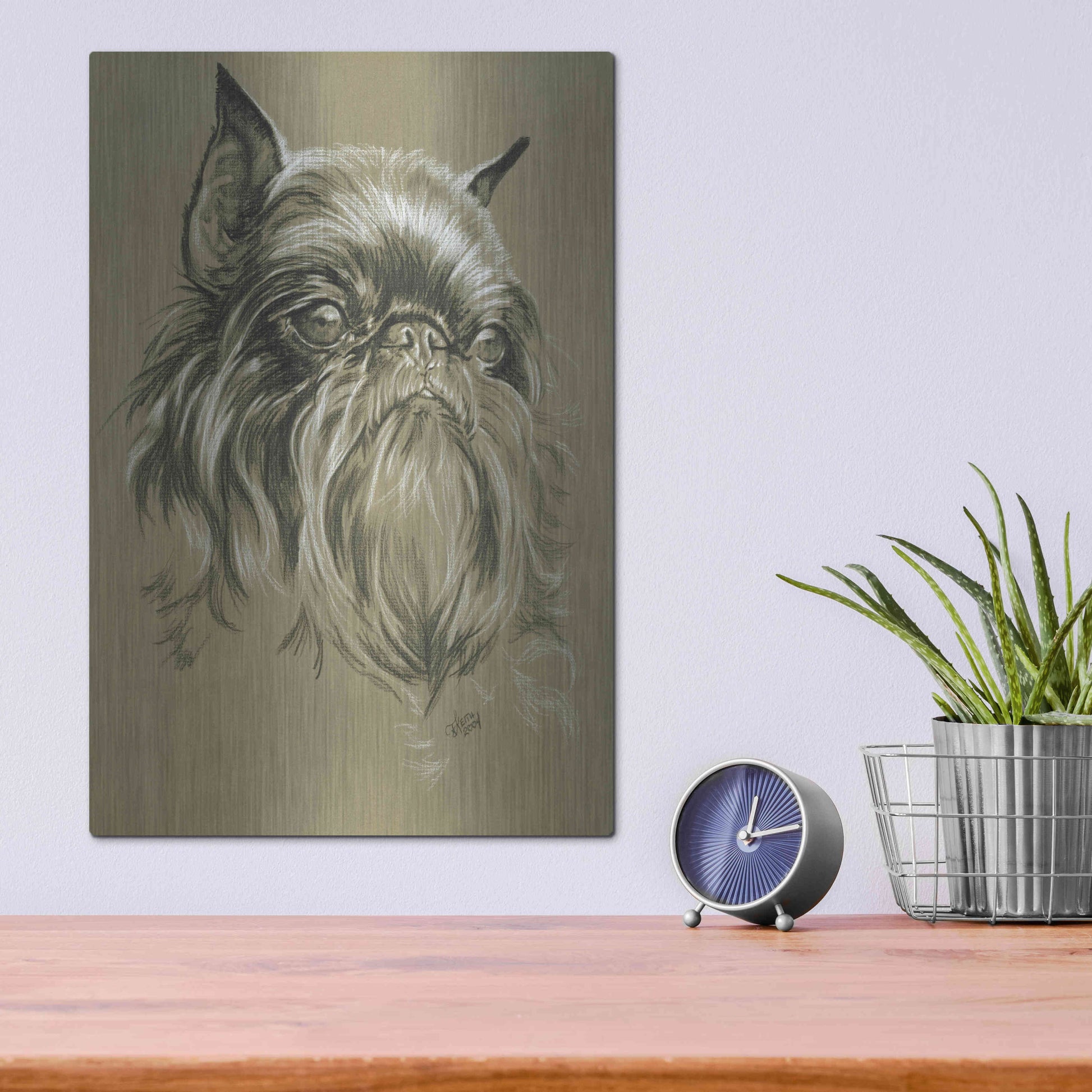 Luxe Metal Art 'Belgian Griffon' by Barbara Keith, Metal Wall Art,12x16