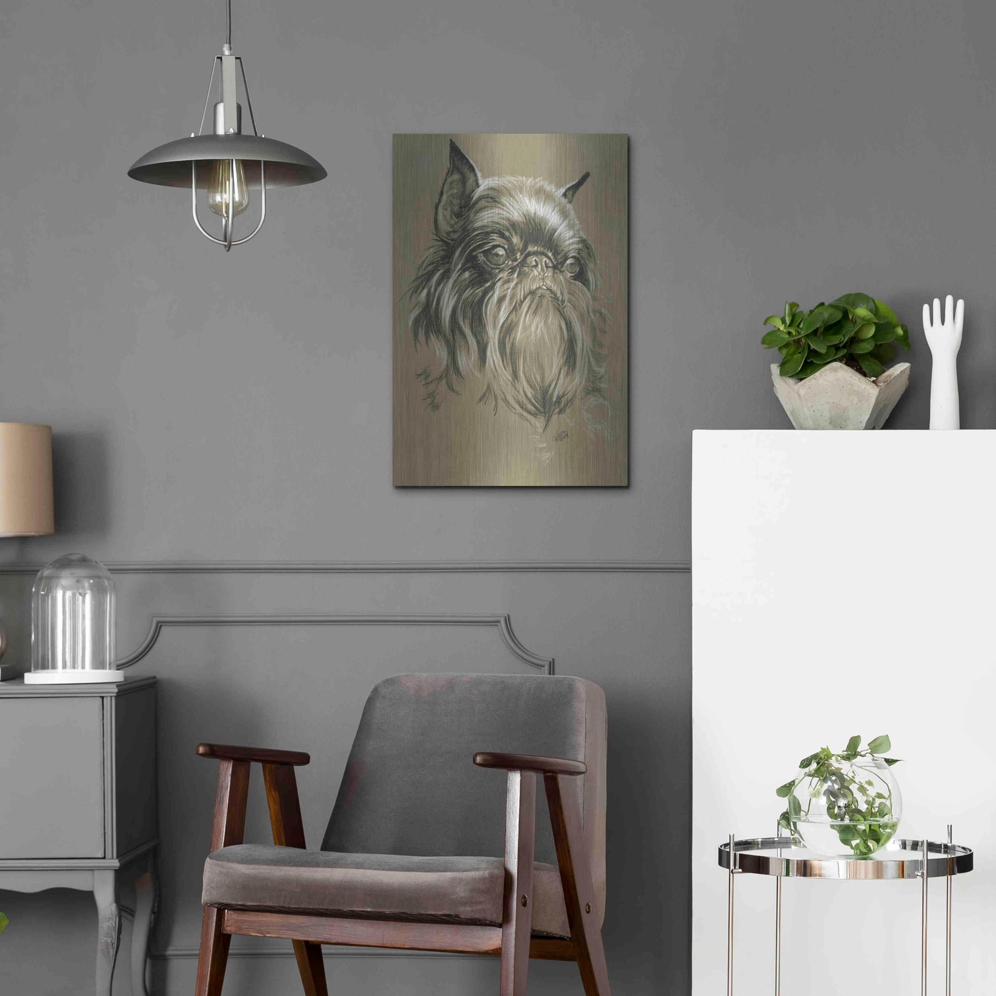 Luxe Metal Art 'Belgian Griffon' by Barbara Keith, Metal Wall Art,16x24