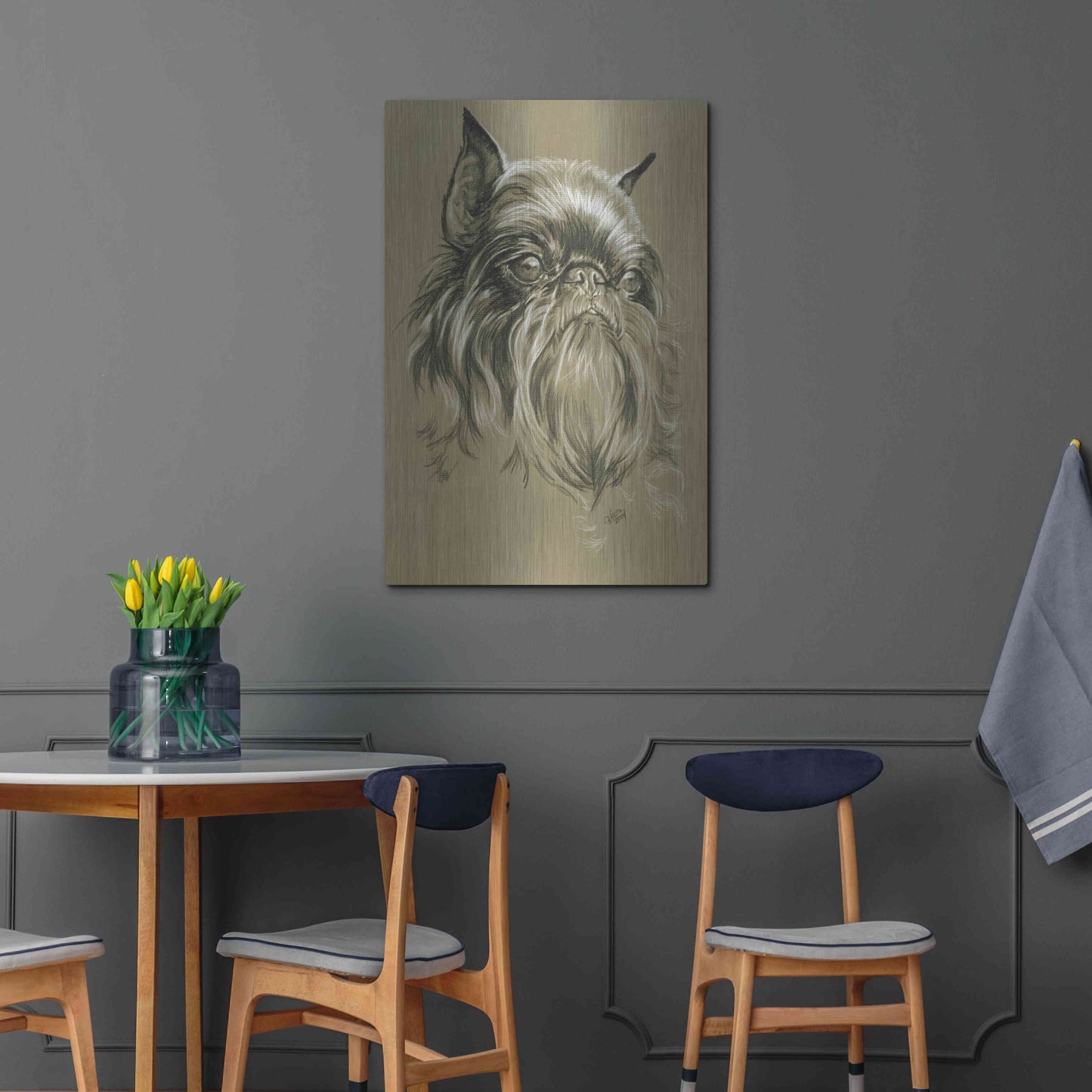 Luxe Metal Art 'Belgian Griffon' by Barbara Keith, Metal Wall Art,24x36