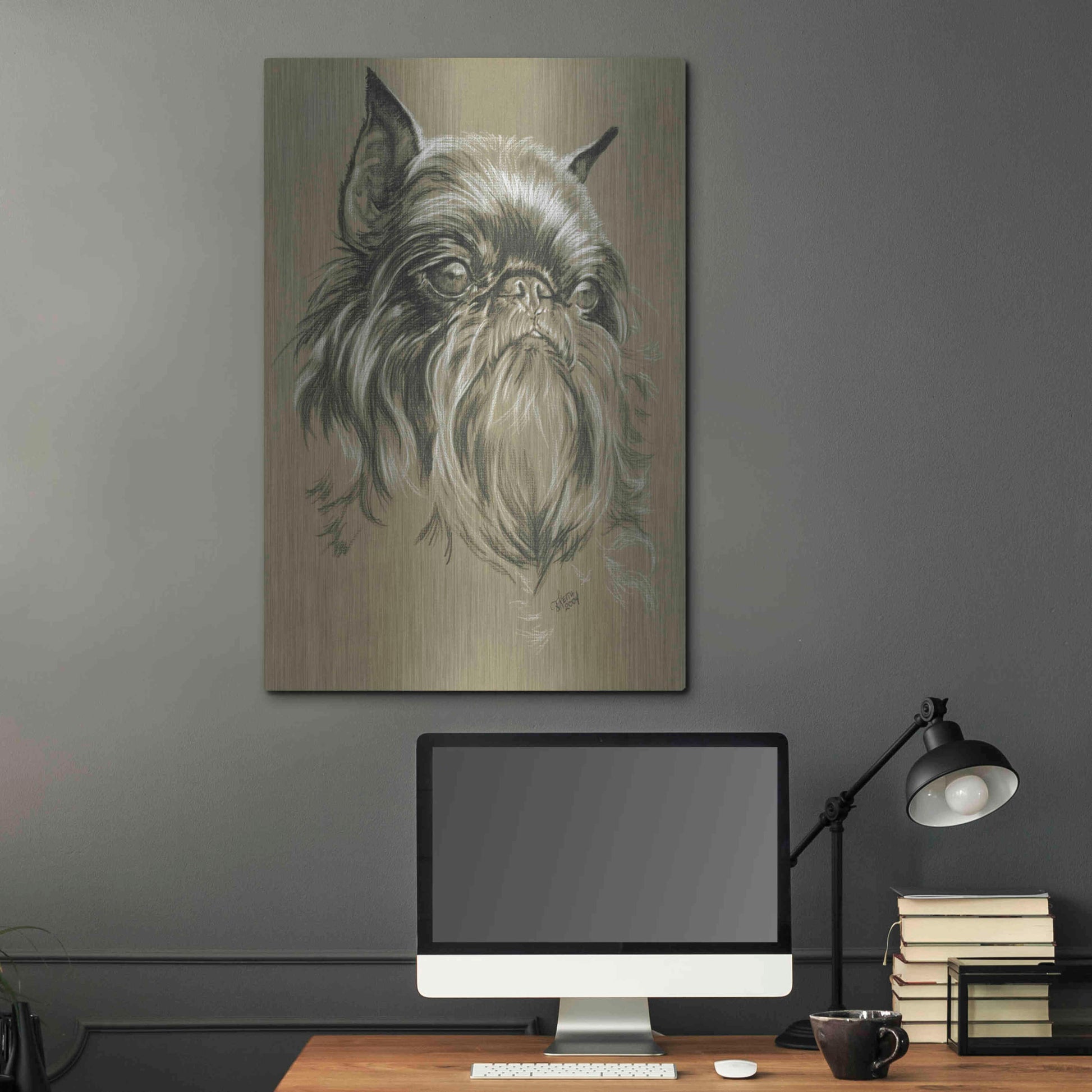 Luxe Metal Art 'Belgian Griffon' by Barbara Keith, Metal Wall Art,24x36