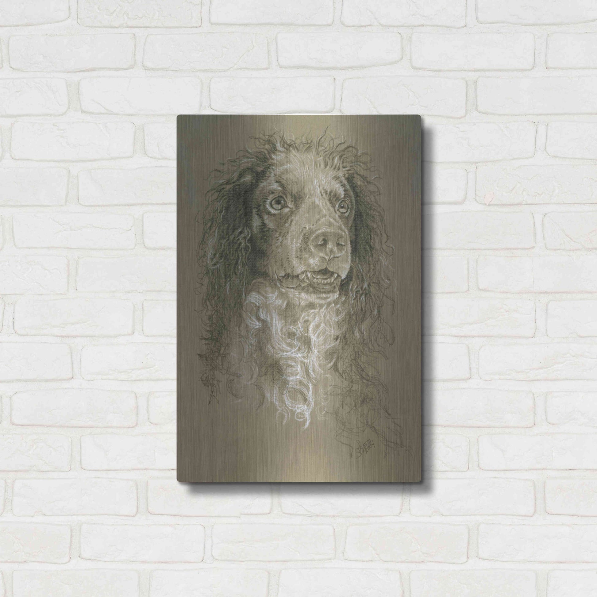 Luxe Metal Art 'Point-Audemer Spaniel' by Barbara Keith, Metal Wall Art,16x24