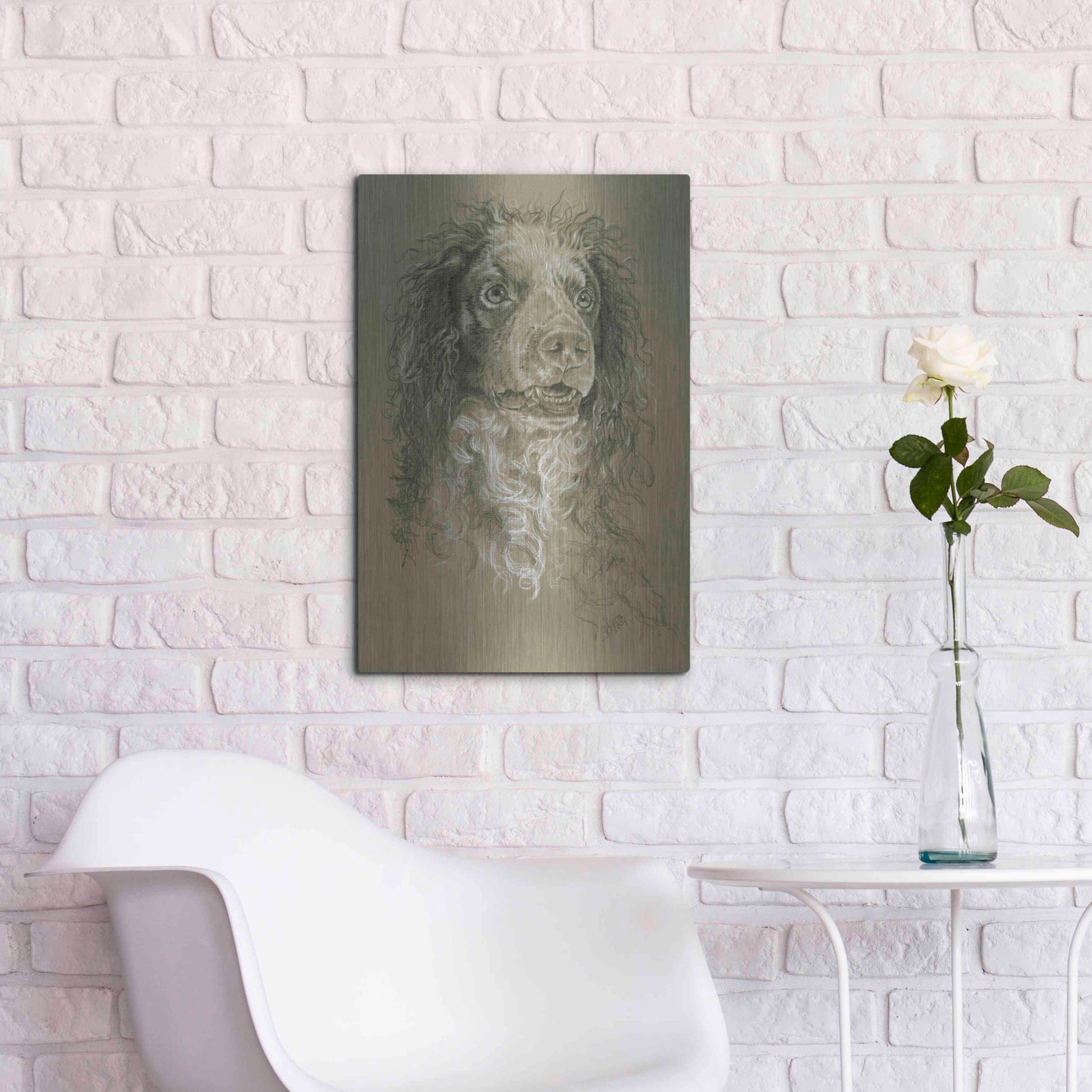 Luxe Metal Art 'Point-Audemer Spaniel' by Barbara Keith, Metal Wall Art,16x24