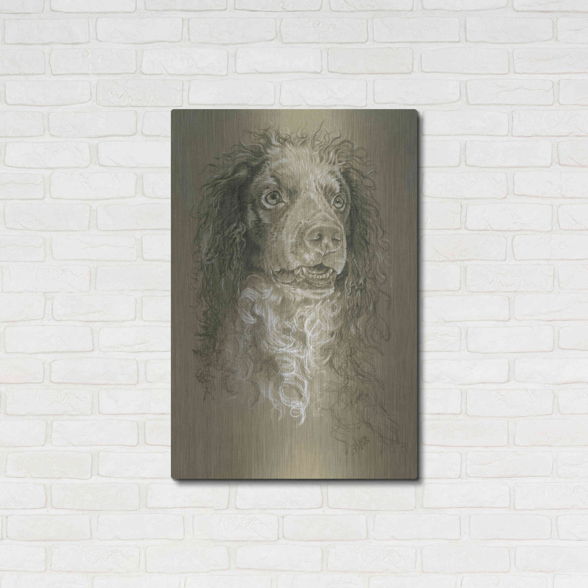 Luxe Metal Art 'Point-Audemer Spaniel' by Barbara Keith, Metal Wall Art,24x36