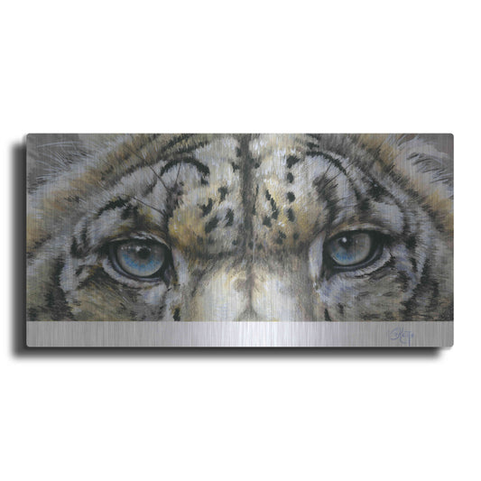 Luxe Metal Art 'Eye-Catching Snow Leopard' by Barbara Keith, Metal Wall Art