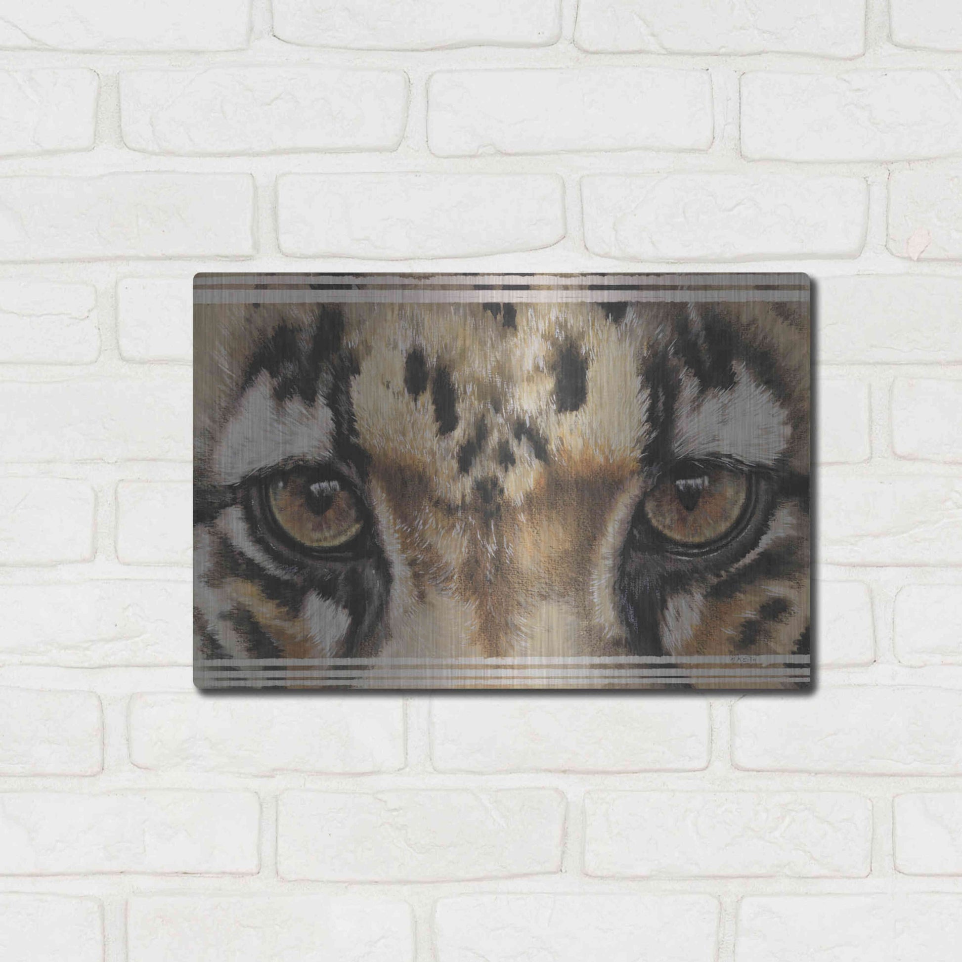 Luxe Metal Art 'Eye-Catching Clouded Leopard' by Barbara Keith, Metal Wall Art,16x12