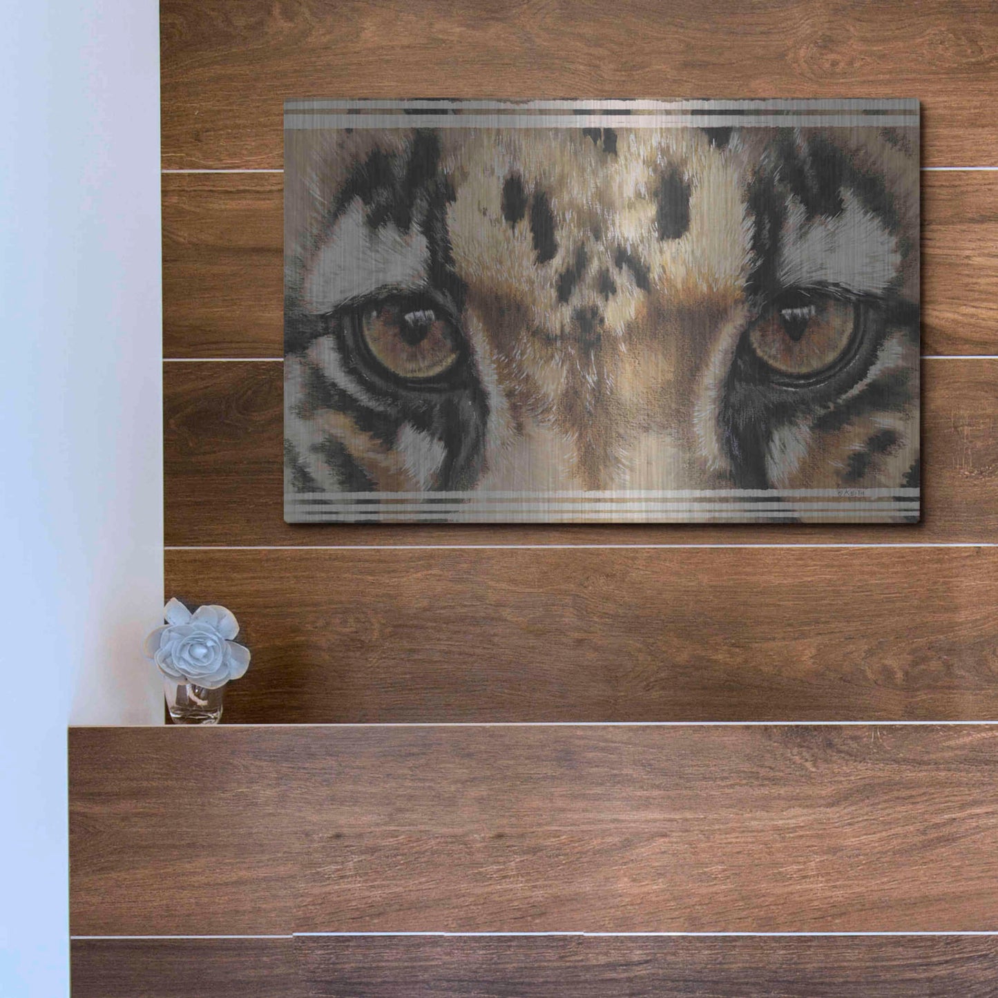 Luxe Metal Art 'Eye-Catching Clouded Leopard' by Barbara Keith, Metal Wall Art,16x12