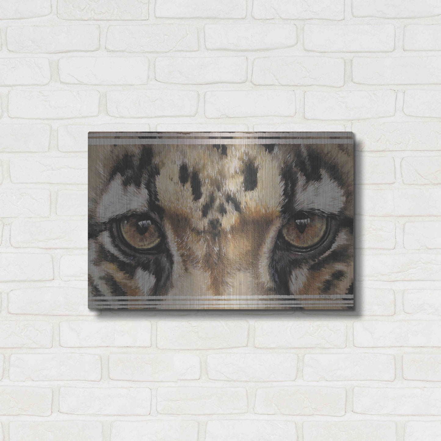 Luxe Metal Art 'Eye-Catching Clouded Leopard' by Barbara Keith, Metal Wall Art,24x16