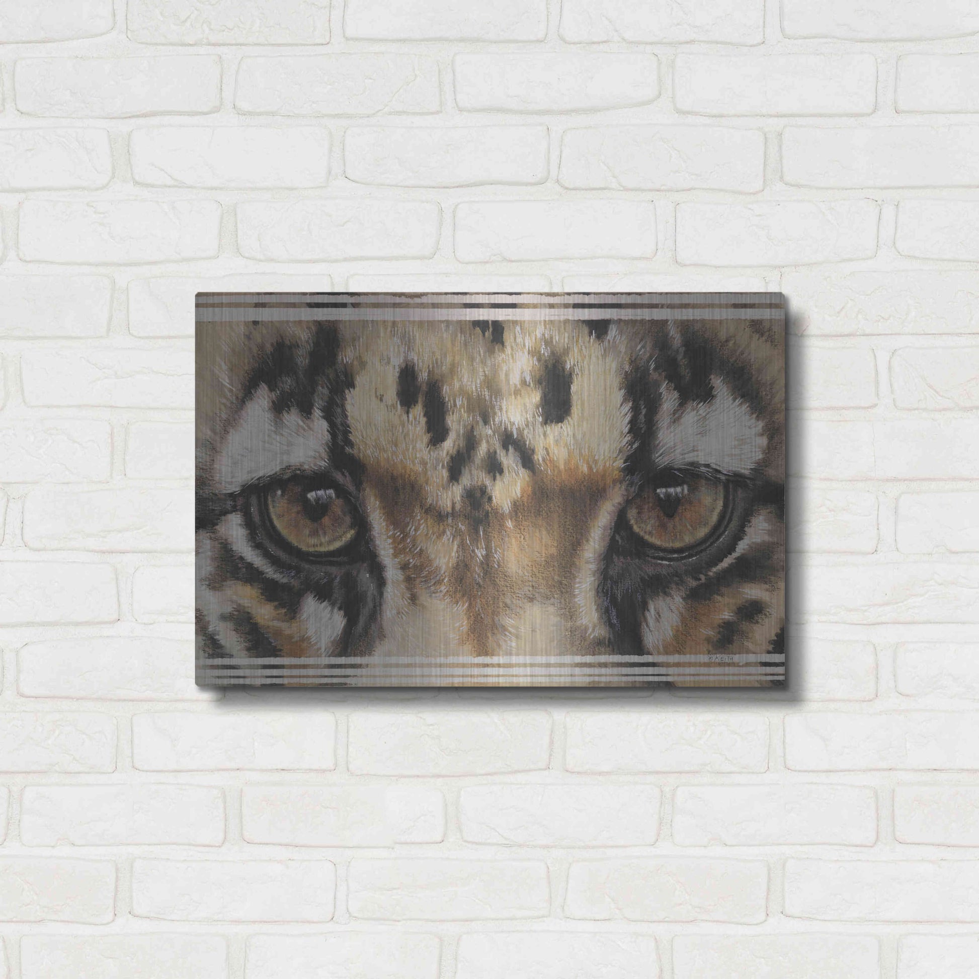 Luxe Metal Art 'Eye-Catching Clouded Leopard' by Barbara Keith, Metal Wall Art,24x16