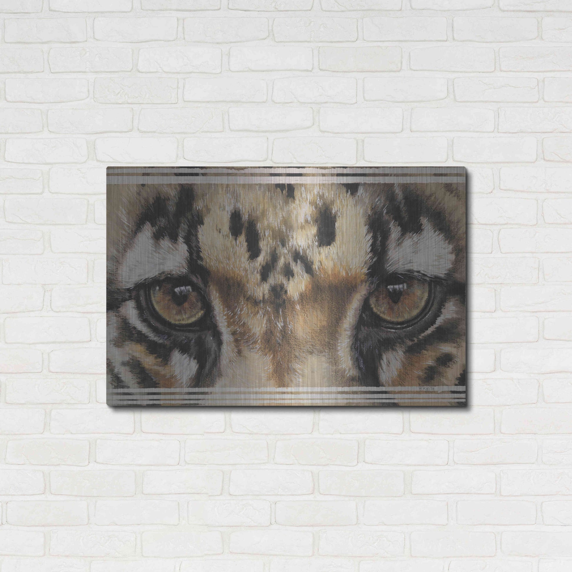 Luxe Metal Art 'Eye-Catching Clouded Leopard' by Barbara Keith, Metal Wall Art,36x24