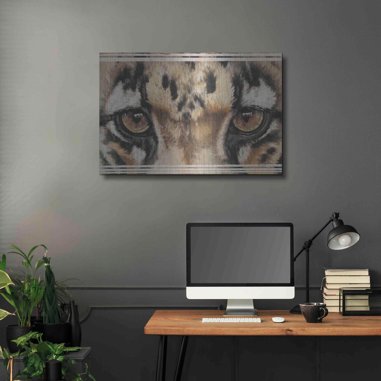 Luxe Metal Art 'Eye-Catching Clouded Leopard' by Barbara Keith, Metal Wall Art,36x24