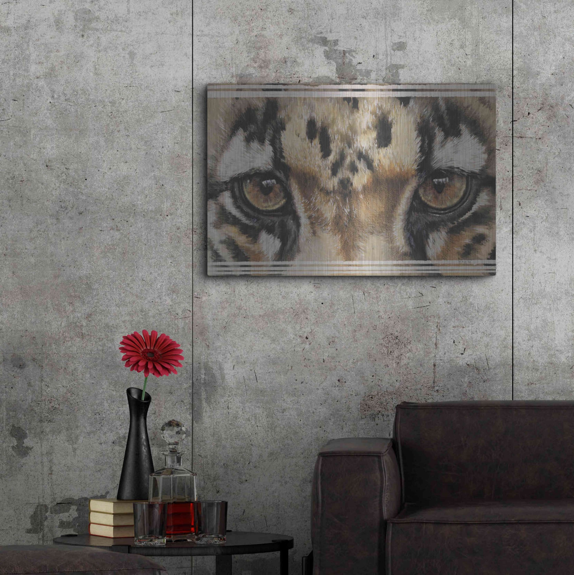 Luxe Metal Art 'Eye-Catching Clouded Leopard' by Barbara Keith, Metal Wall Art,36x24