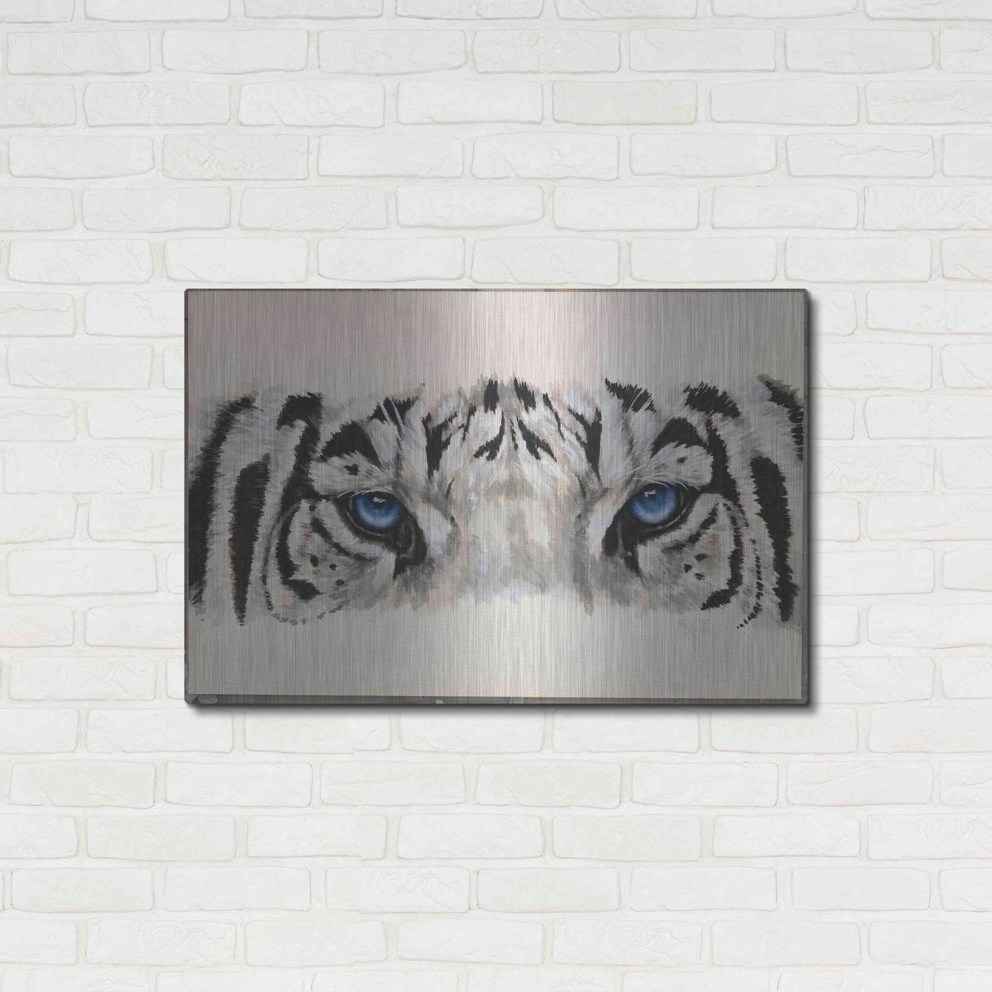 Luxe Metal Art 'Eye-Catching White Tiger' by Barbara Keith, Metal Wall Art,36x24