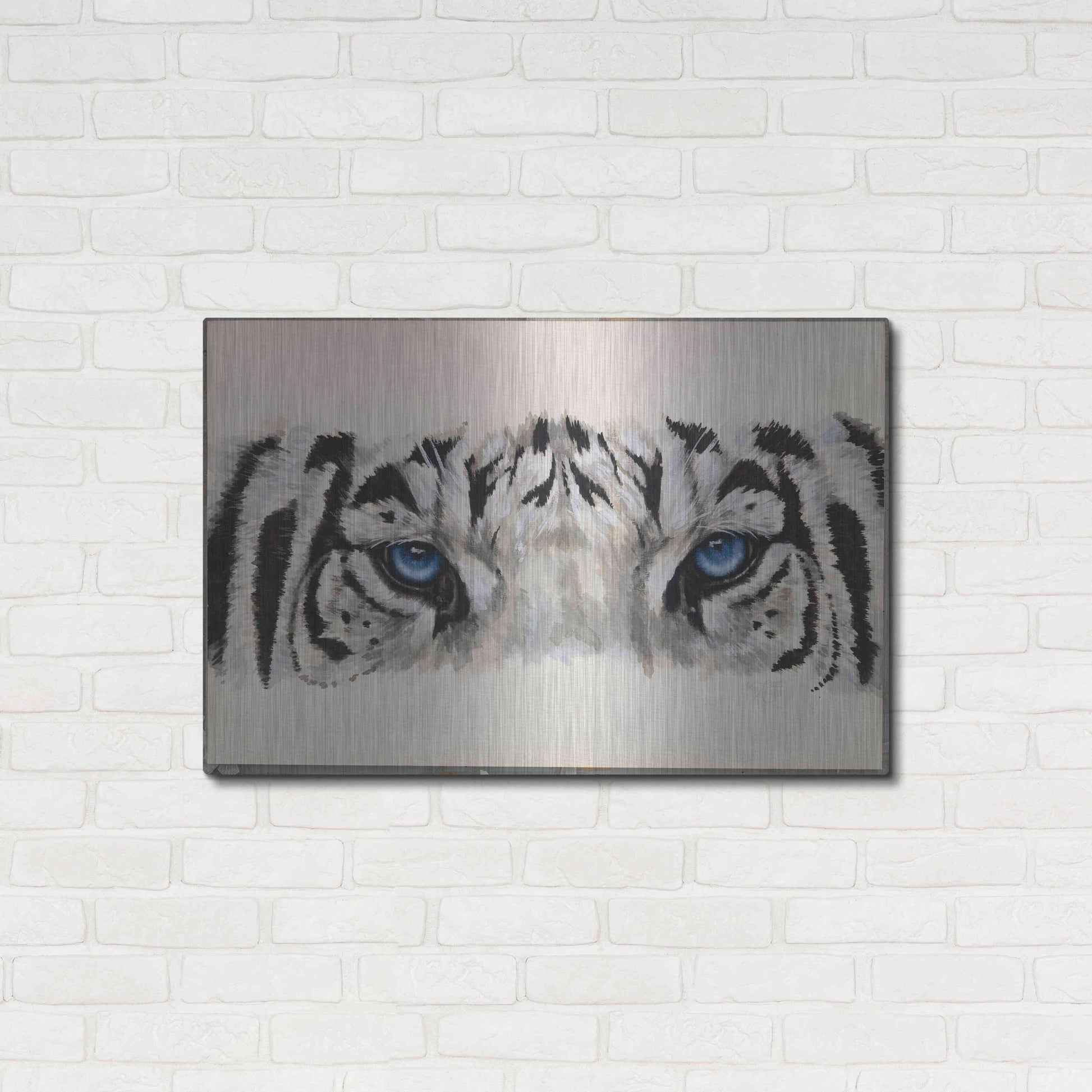 Luxe Metal Art 'Eye-Catching White Tiger' by Barbara Keith, Metal Wall Art,36x24