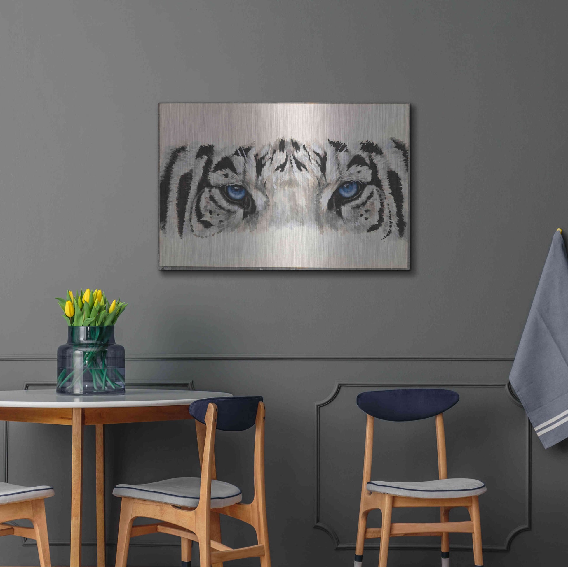 Luxe Metal Art 'Eye-Catching White Tiger' by Barbara Keith, Metal Wall Art,36x24