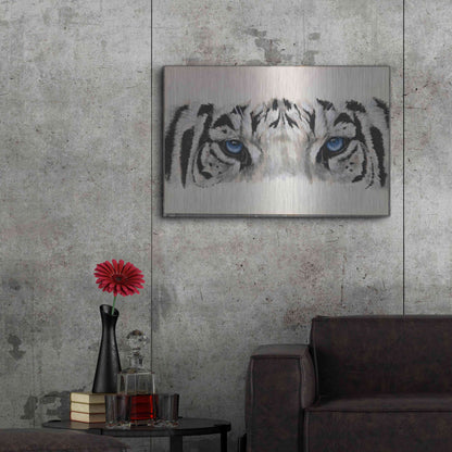 Luxe Metal Art 'Eye-Catching White Tiger' by Barbara Keith, Metal Wall Art,36x24