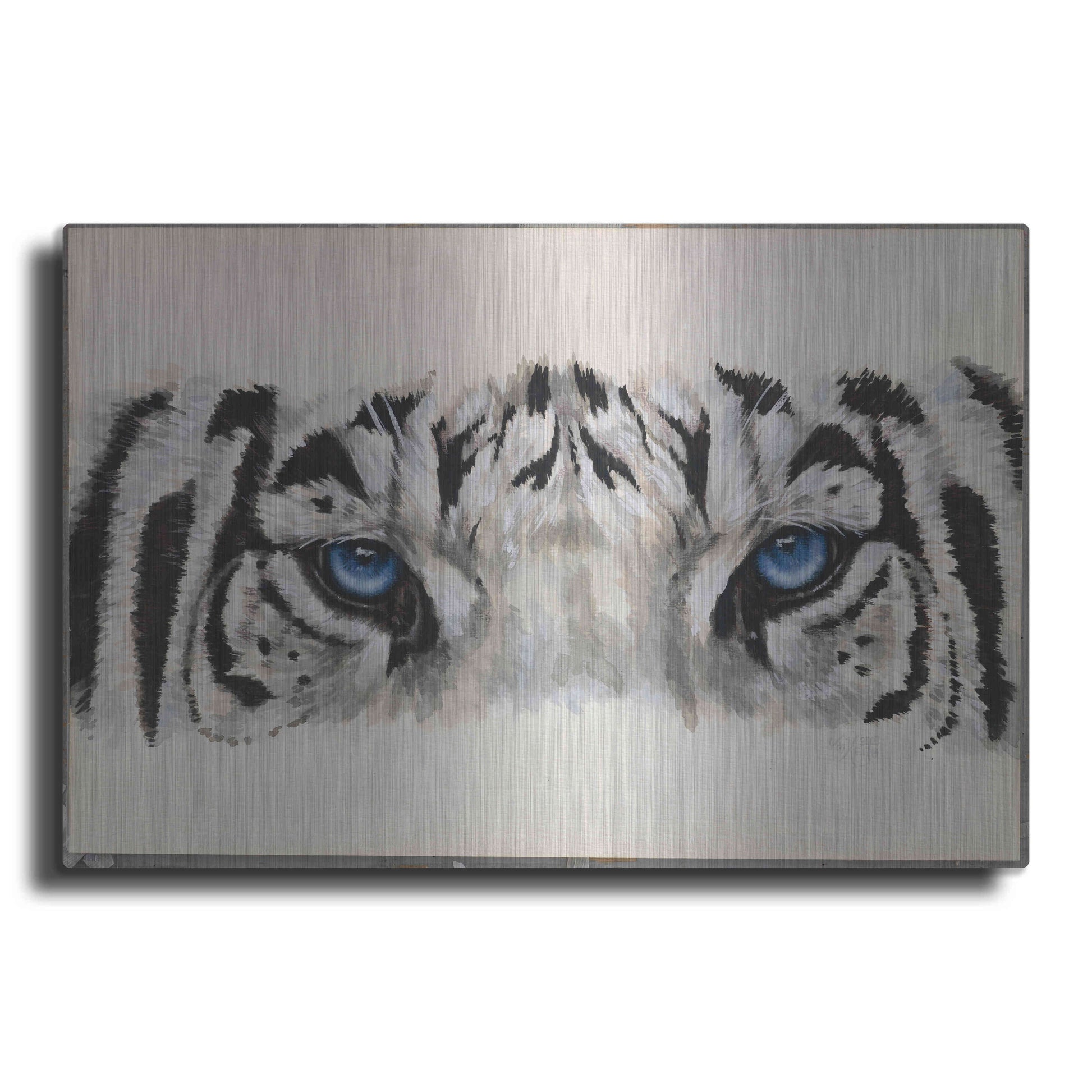 Luxe Metal Art 'Eye-Catching White Tiger' by Barbara Keith, Metal Wall Art