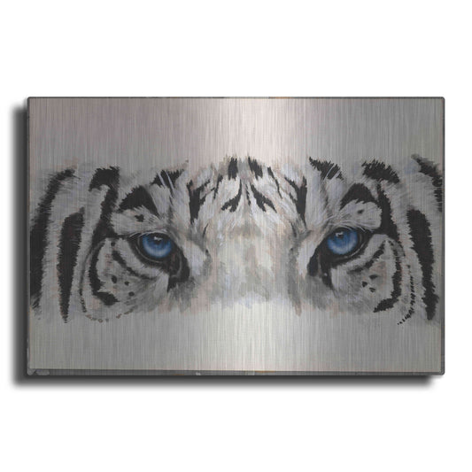 Luxe Metal Art 'Eye-Catching White Tiger' by Barbara Keith, Metal Wall Art