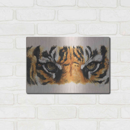 Luxe Metal Art 'Eye-Catching Tiger' by Barbara Keith, Metal Wall Art,16x12