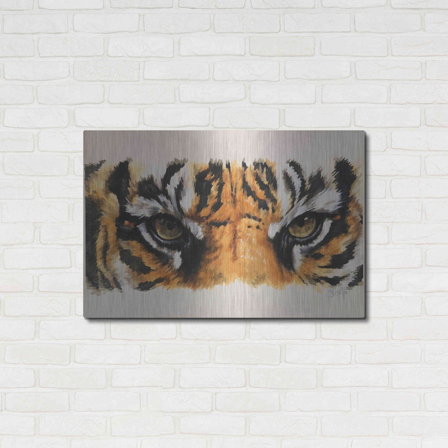 Luxe Metal Art 'Eye-Catching Tiger' by Barbara Keith, Metal Wall Art,36x24