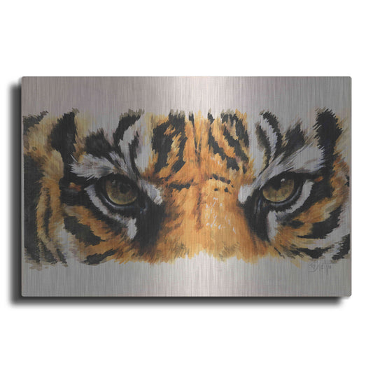 Luxe Metal Art 'Eye-Catching Tiger' by Barbara Keith, Metal Wall Art