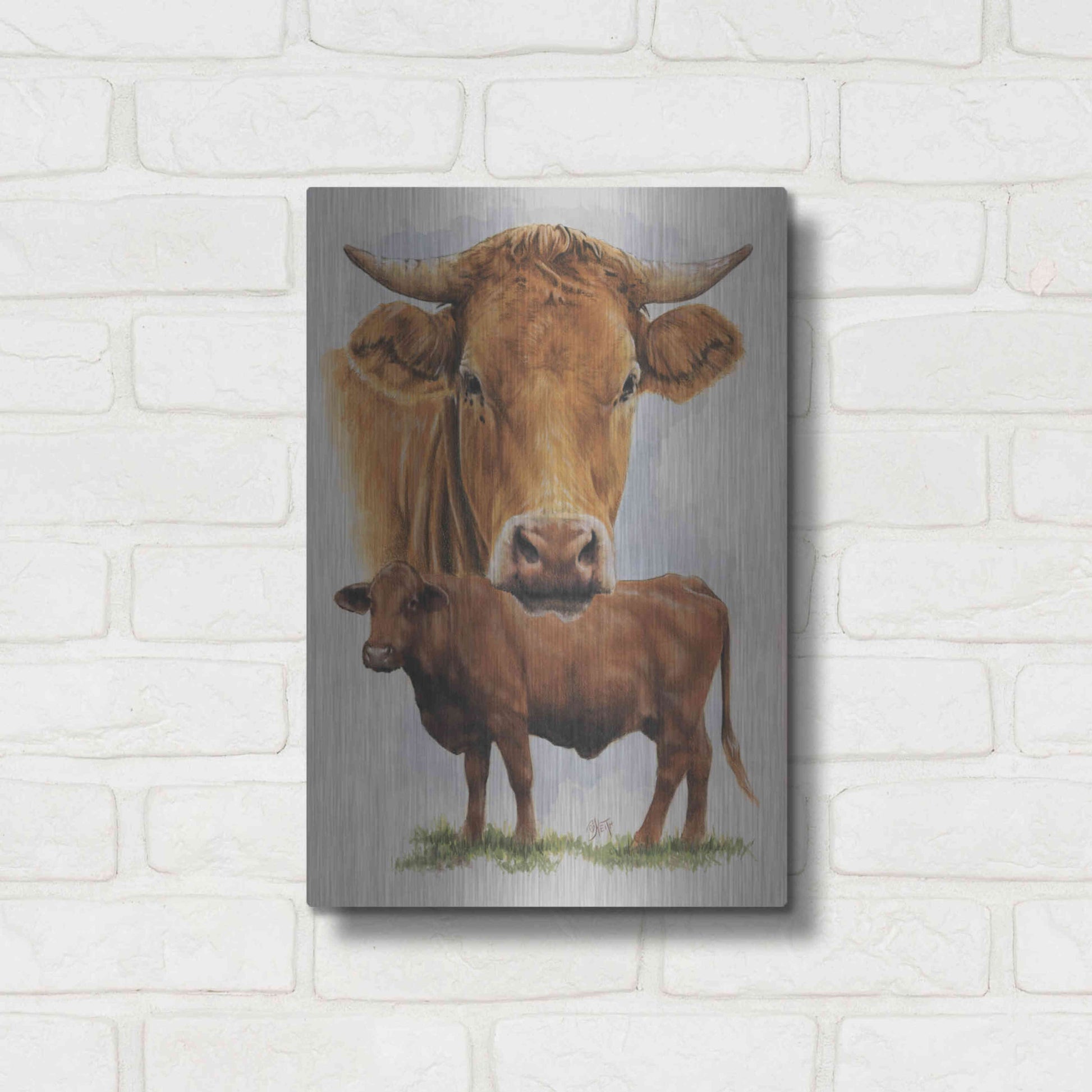 Luxe Metal Art 'Guernsey Cow' by Barbara Keith, Metal Wall Art,12x16