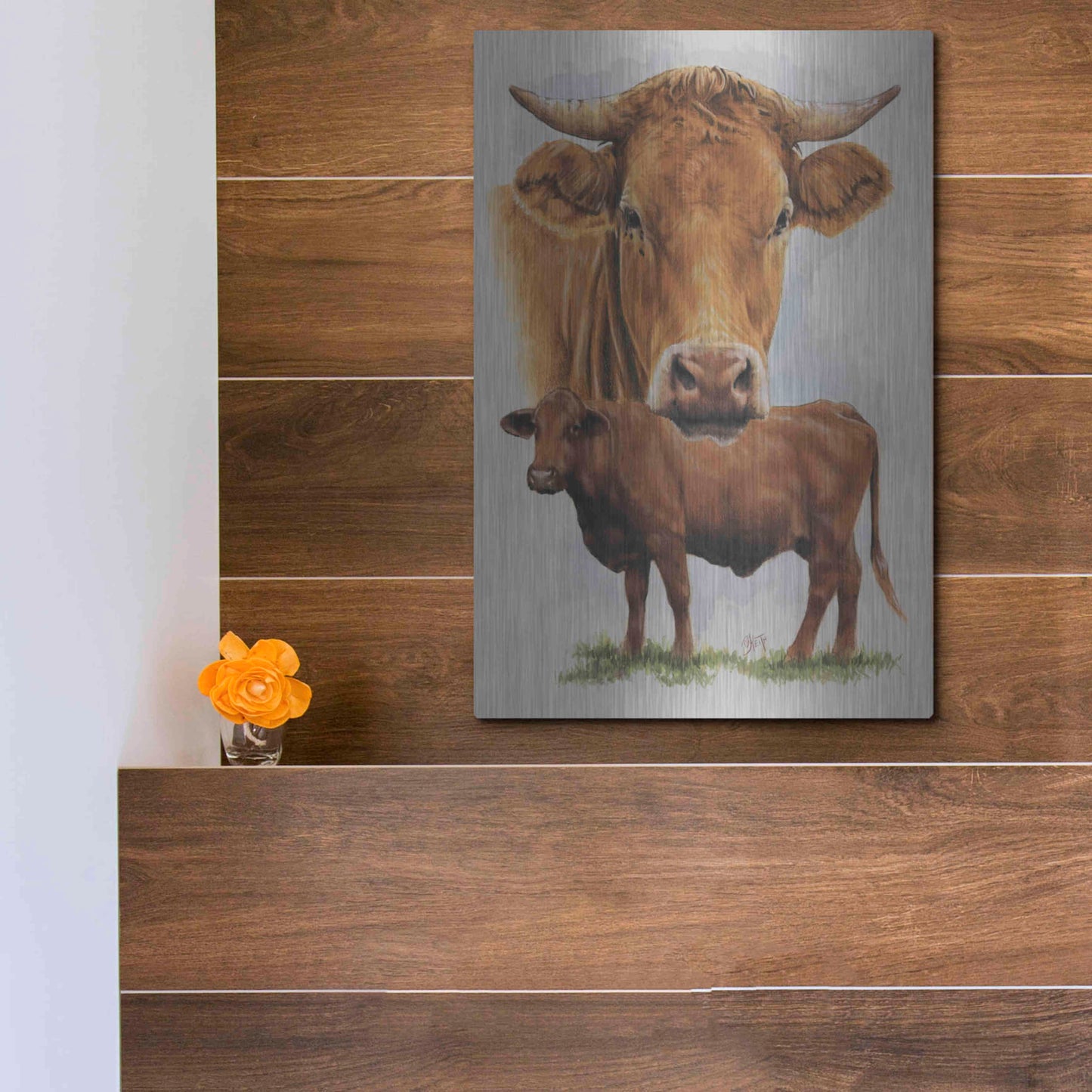 Luxe Metal Art 'Guernsey Cow' by Barbara Keith, Metal Wall Art,12x16