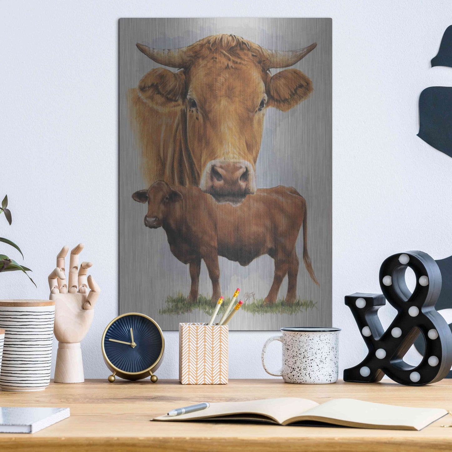 Luxe Metal Art 'Guernsey Cow' by Barbara Keith, Metal Wall Art,12x16