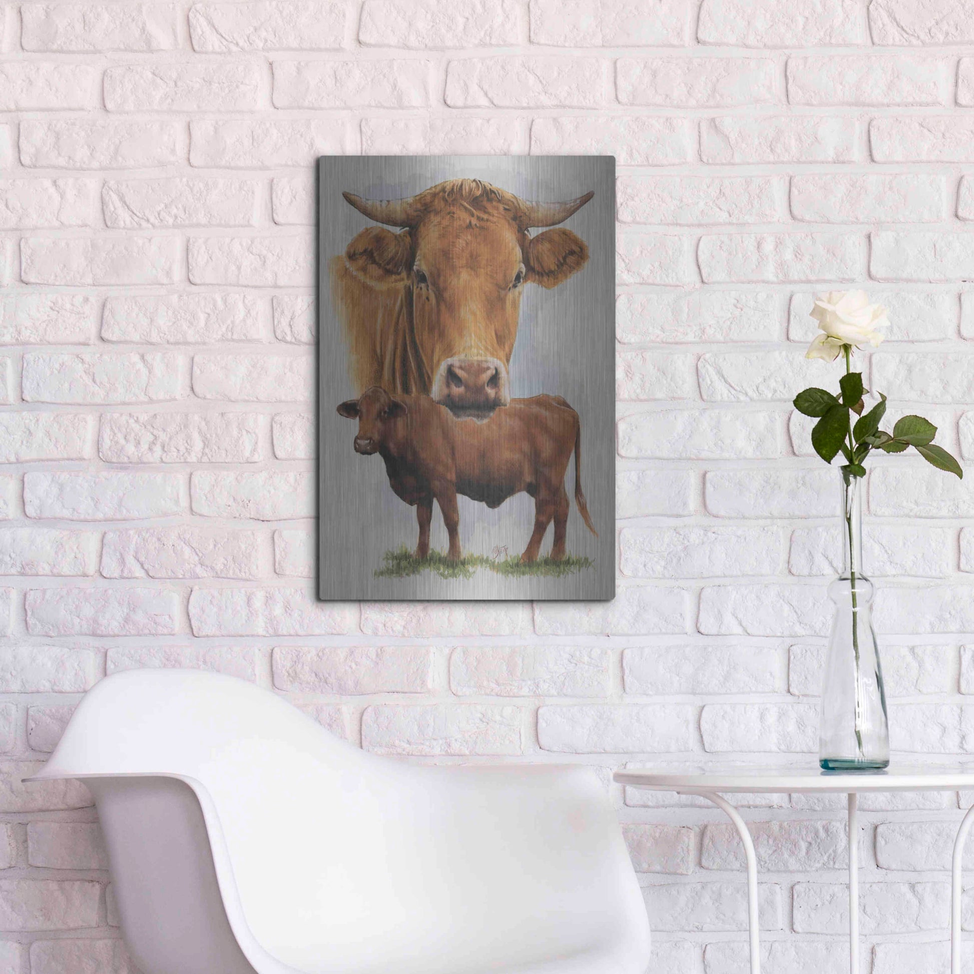 Luxe Metal Art 'Guernsey Cow' by Barbara Keith, Metal Wall Art,16x24